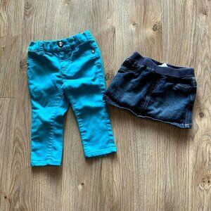 Baby Girls Jean Skirt And Blue Jeans/Pants